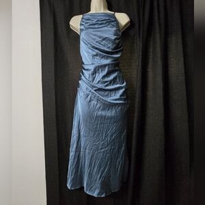 Astr Blue Strapless Gown